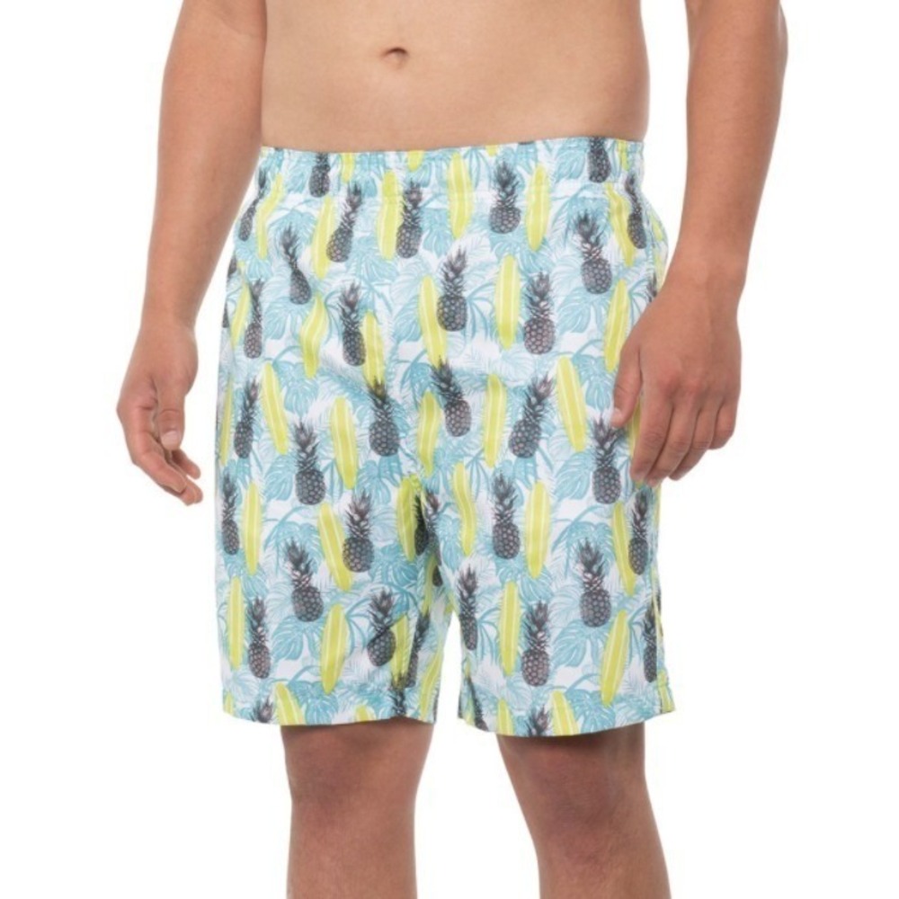Laguna Swim Shorts Mens Medium GRN Long Board Volley Trunk‎ Built In Brief New